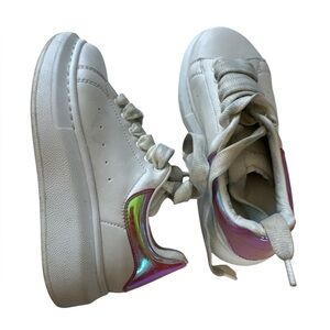 Alexander McQueen Kid's Oversized Lace-Up Leather Sneakers Size 28